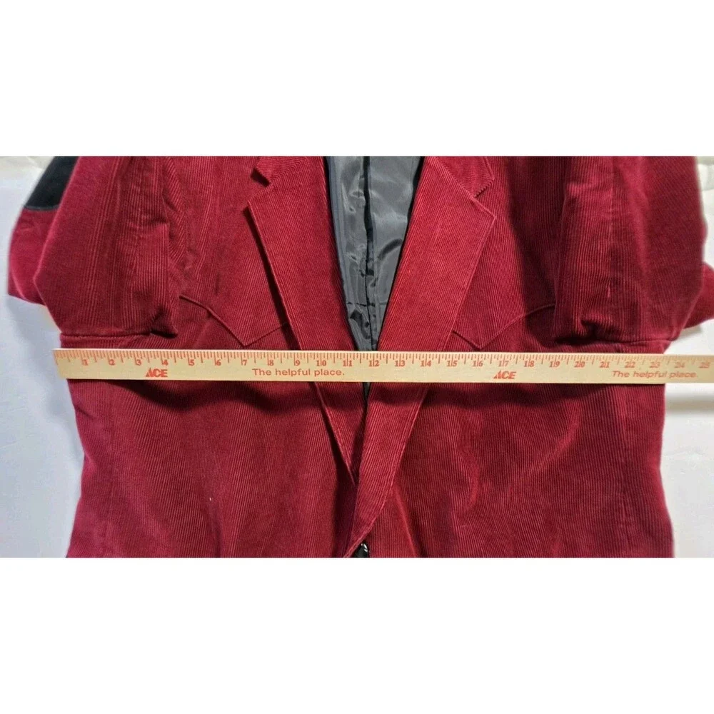 Sheplers Men 54L Western Corduroy Blazer Jacket Red Maroon Yoke Elbow Patch Tall